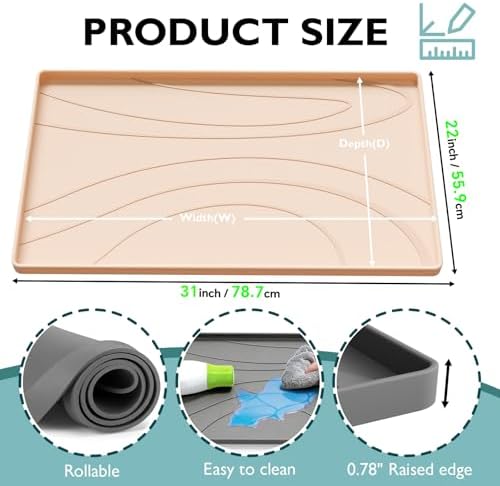 Under Sink Mat 31" x 22", Silicone Under Sink Liner for Kitchen and Bathroom, Waterproof Cabinet Protector Drip Tray, Protects Cabinets from Leaks and Spills - Image 2