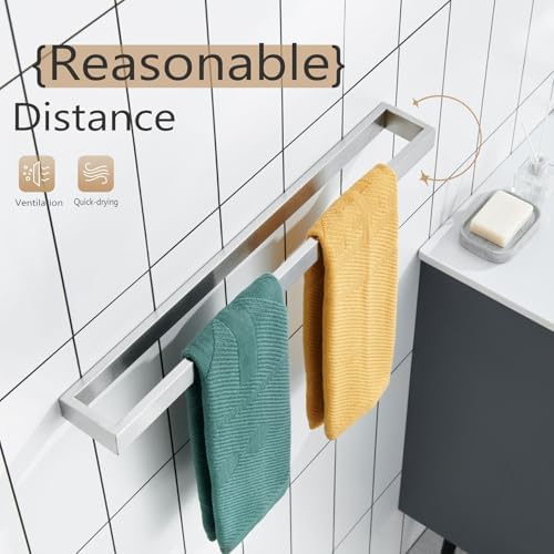 KOKOSIRI Towel Bar Brushed Nickel Bath Towel Hanger Holder 24-Inch Kitchen Rack Stainless Steel for Bathroom Hardware Wall Mount, 1 Pack B4008BR-L24 - Image 3