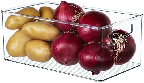 Hudgan 2 Pack Straight Sides Stackable Pantry Organizer Bins for Home Edit - 13.5''L x 7.5''W x 5.5''H by HUDGAN