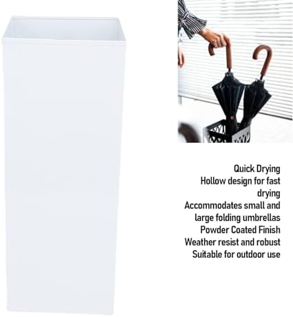 Umbrella Stand, Umbrella Holder for Entryway, Metal Square Umbrella Rack Organizer Freestanding, for Canes Walking Sticks (White) - Image 3