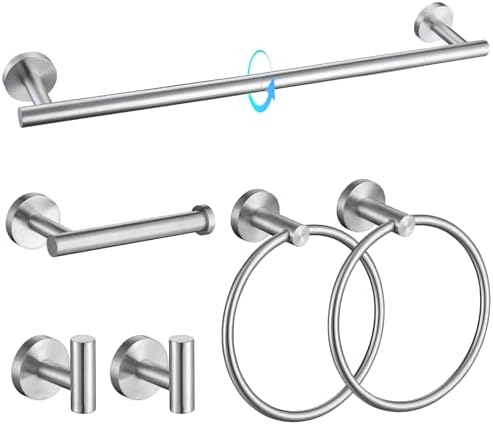 TQKAG Brushed Nickel Bathroom Hardware Set, 6-Piece Towel Bar Set 23.6 Inch by TQKAG