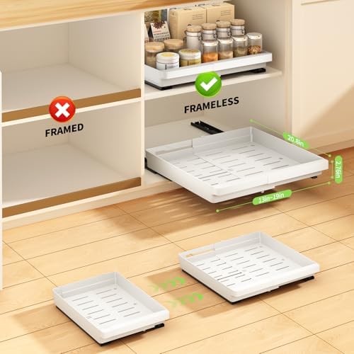 DOMNIU Pull Out Cabinet Organizers Expandable,White,20.8"Depth,2 Pack - Image 3