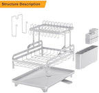 2 Tier Dish Drying Rack without Installation Metal for Kitchen Counter - Image 2