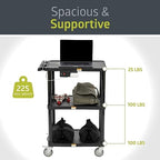 Pearington 3-Shelf Mobile Utility Cart with 3 Outlets and 8' Cord, Heavy-Duty Service Cart for Offices and Warehouses with 3 Shelves, Black, 2 Pack - Image 5
