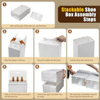 24-Pack Clear Plastic Shoe Boxes, Stackable Foldable Shoe Storage Containers with Lids for Closet Organization - Image 6