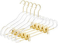 MIZGI Slim Clear Gold Pants & Skirt Hangers (20 Pack) – Adjustable Clips & Hooks, Transparent Non-Felt, Space-Saving for Dresses, Shirts, Blouses by MIZGI
