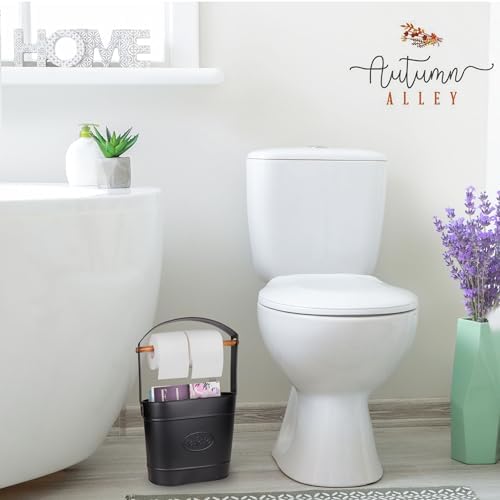 Autumn Alley Farmhouse Toilet Paper Holder Stand – Free Standing Bathroom Tissue Holder in Matte Black – Reserve Storage for Extra Rolls – Magazine Stand – Farmhouse Bathroom DecorBlack - Image 5
