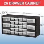 Akro-Mils 26-Drawer Plastic Storage Cabinet, 20"W x 6"D x 10"H, Black - Image 3