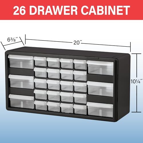 Akro-Mils 26-Drawer Plastic Storage Cabinet, 20"W x 6"D x 10"H, Yellow - Image 3