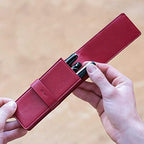 DiLoro Leather Triple Pen Case Pencil Pouch Holder for Three Fountain Ballpoint Rollerball Pens and Pencils - Image 5