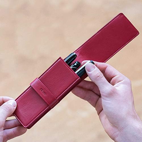 DiLoro Leather Triple Pen Case Pencil Pouch Holder for Three Fountain Ballpoint Rollerball Pens and Pencils - Image 5