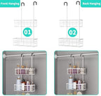 HapiRm Hanging Shower Caddy Organizer - No Drilling Shower Organizer with Hooks, Rustproof & Waterproof 304 Stainless Steel Bathroom Shelves - White - Image 4