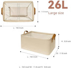 SNWDN 4 Pack Closet Cloth Storage Bins with Handles（ Beige 16.5''L x 11.8''W x 9.8''H） - Image 2
