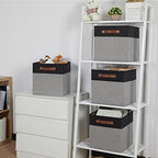 Temary Fabric Cube Storage Bins 12 Inch Decorative Storage Cubes Baskets 4 Pack Foldable Cube Storage Bins for Closet, Shelves (Black&Grey) - Image 5