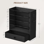 HOOBRO Wall File Organizer, Mail Organizer Wall Mounted, Wooden Literature Organizer, Construction Paper Organizer with Drawer Storage and 2 Hooks, for Office, Classroom, Home, Black BK14WF01 - Image 3