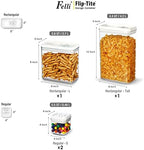 Felli Flip Tite Storage Container with Lid 4" RECTANGULAR Air Tight Ring Flip Top, Stackable Acrylic Canister for Kitchen Counter Pantry, Cereal Granola Pasta Spice, Christmas Gift (4pk, Variety) - Image 4