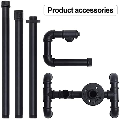 HouseAid Free Standing Industrial Pipe Toilet Paper Holder for Bathroom, Stand Rustic Iron Toilet Roll Holder with Reserve, Vintage Style, Matte Black - Image 7