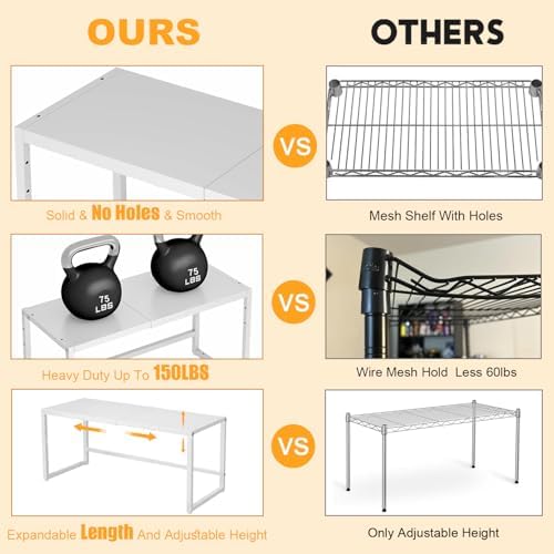 150 LBS Expandable Storage Shelves, Adjustable Metal Shelving Unit Rack - Image 6