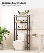 HOOBRO Over the Toilet Storage, 3-Tier Over Toilet Bathroom Organizer, Freestanding Above Toilet Shelf with Adjustable Feet, Space Saving, Easy Assembly, Greige and Black BG63TS01 - Image 4