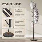 ELYKEN Coat Rack Freestanding, Metal Coat Rack with Natural Marble Base - Image 4