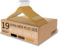 Urby Extra Wide Hangers for Plus Size Clothes, 19 Inch, Natural Wood, 10pk by Urby