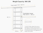 Ulif M5 Wall Mounted Clothes Garment Rack, Heavy Duty Closet Storage and Organizer with 6 Shelves and 3 Expandable Hanger Rods, Space Saver Suit (46.2-102.4)" W x 14" D x 83.1" H, White - Image 6