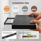 upsimples 23.6" Long Floating Shelves for Wall, Room Decor Set of 2, Black - Image 7