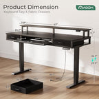 AODK 63 Inch Electric Standing Desk with Drawers & Keyboard Tray, Black - Image 3