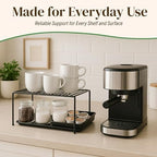 Evelots Wire Shelf Organizer, Large Metal Cabinet Risers, 4-Pack, Black - Image 3