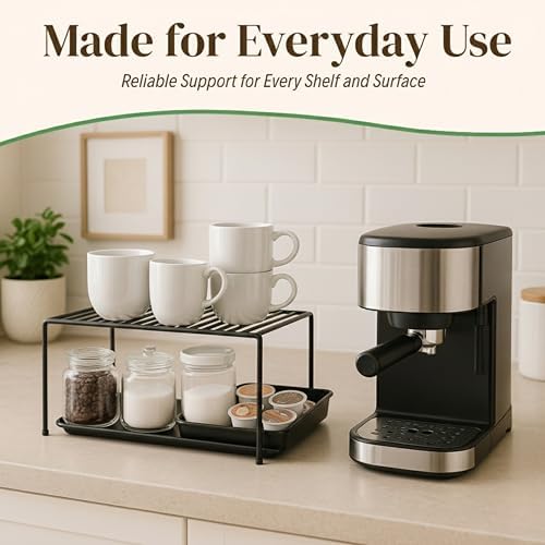 Evelots Wire Shelf Organizer, Large Metal Cabinet Risers, 4-Pack, Black - Image 3