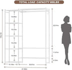 Neprock Clothing Racks for Hanging Clothes with Shelves, Portable Closet System Organizer Garment Rack for Clothes Storage, Metal Free Standing Wardrobe Clothes Organizer(White) - Image 5