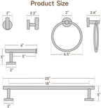 USHOWER 8PCS Brushed Nickel Bathroom Hardware Set, 18-Inch Towel Bar Set - Image 2