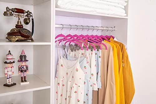 80 Pack Pink Quality Plastic Non Velvet Non-Flocked Thin Compact Coat Hangers with Metal Clips for Skirts Pants Blouses 360° Swivel Hook - Image 7
