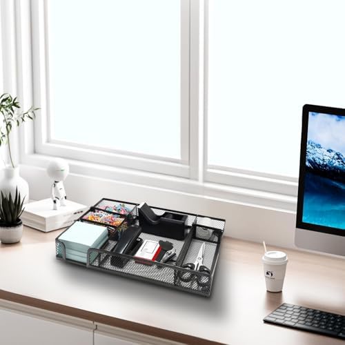 Black Desk Organizer Set, Office Supplies with Stapler and Tape Dispenser - Image 6
