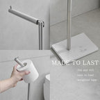 304 Stainless Steel Freestanding Toilet Paper Holder with Marble Base - Multi-Roll Capacity, No-Drill Installation, Bathroom Organizer for Compact Spaces (Brushed/White Marble) - Image 4