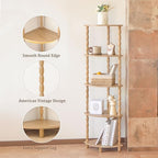 MaxSmeo Corner Bookshelf, 5-Tier Corner Shelf Stand, Modern Corner Plant Shelves with Storage, for Bedroom, Bathroom, Kitchen, Living Room (Rustic Walnut) - Image 4