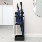 MyGift 20 Inch Tall Black Metal Geometric Umbrella Stand with Drip Tray - Image 3