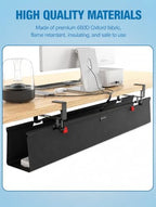 No Drill Under Desk Cable Management Tray, 90cm Power Strip Cord Organizer - Image 7