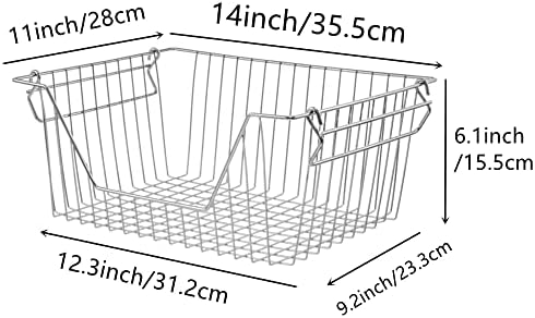 Stackable Wire Metal Baskets Fruit Vegetable Organization Pantry Cabinet Metal Bin Large Basket Shelves Storage for Kitchen Freezer, Set of 2 - Image 2