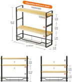 Bathroom Shelves Over Toilet Storage - 3 Tier Large Wall Mounted Shelves for Bathroom - Over Toilet Organizer - Adjustable Stand Shelf Rack for Kitchen Living Room - Black Oak - Image 2
