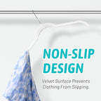 Sishynio Velvet Hangers 50 Pack, Non-Slip Slim Felt Clothes Hangers White - Image 4