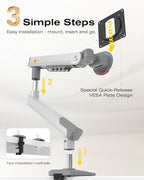 NB SmooVex™ Single Monitor Arm for Monitors 17'' to 32 inch, Mechanical Spring Mount Load up to 9 kg, VESA 75/100 mm Monitor-Mount A5 (White) - Image 5