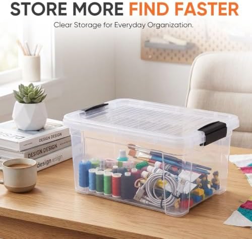 Superio 6.6 Quart Clear Plastic Storage Boxes with Lids, Stackable Organizer Containers, BPA-Free Storage Bins for Home, Office, School & Dorm, 5 Pack - Image 2
