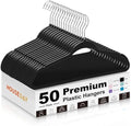 HOUSE DAY Black Plastic Hangers 50 Pack - Ultra-Thin Heavy Duty Non-Velvet by HOUSEDAY