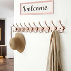 Dseap Coat Rack Wall Mount - 38” Long 10-Tri-Hooks Heavy Duty Coat Hanger Rail Wall Hooks for Hanging Coats Hats Clothing Clothes Purse Mudroom Entryway, Rose Gold, Pack of 2 - Image 3