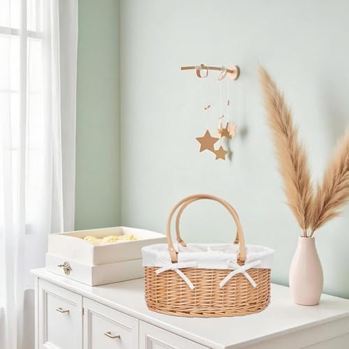 Wicker Diaper Caddy basket,Woven Baby Organizer for Nursery - Image 3