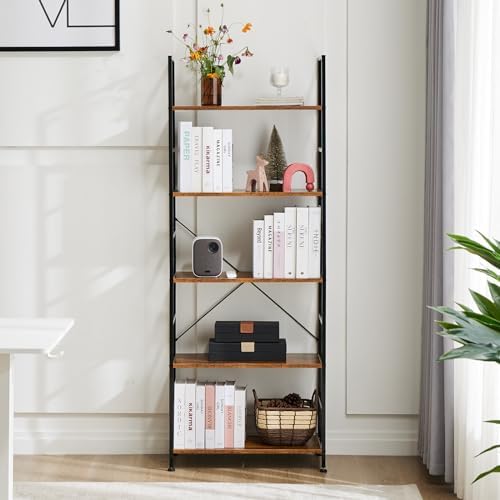 DUMOS 5 Tiers Bookshelf, Classical Modern Book Shelf Bookcase - Image 2