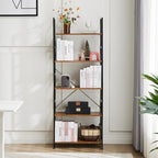 DUMOS 5 Tiers Bookshelf, Classical Modern Book Shelf Bookcase - Image 2