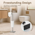 Freestanding Bathroom Tissue Stand with 180° Rotating Arm, 3-Roll Metal Holder, Rustproof Brushed Nickel - Image 4