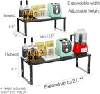 Heavy-Duty Adjustable Metal Shelf Organizer - Expandable & Stackable Pantry Storage Rack for Kitchen, Bathroom, RV, Cabinets(2 Packs/Black, Large) - Image 3